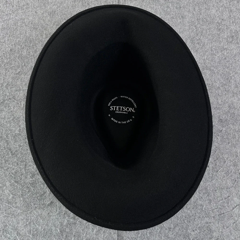 Stetson Crushable Wool Fedora Hat Black Water Repellent Made in USA Mens Large